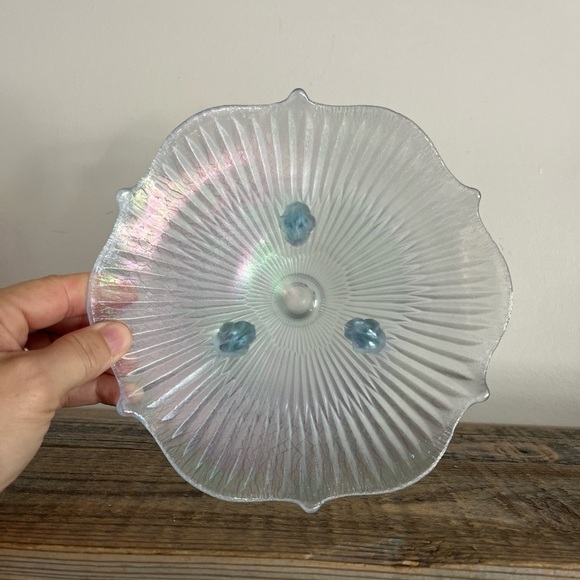 Fenton blue carnival glass candy dish - Picture 3 of 6